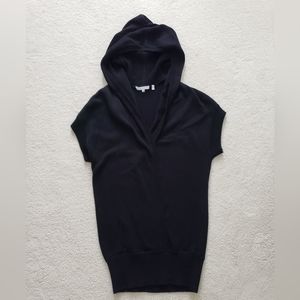 Vince Cotton/Cashmere Blend Short Sleeve Hooded Top szXS